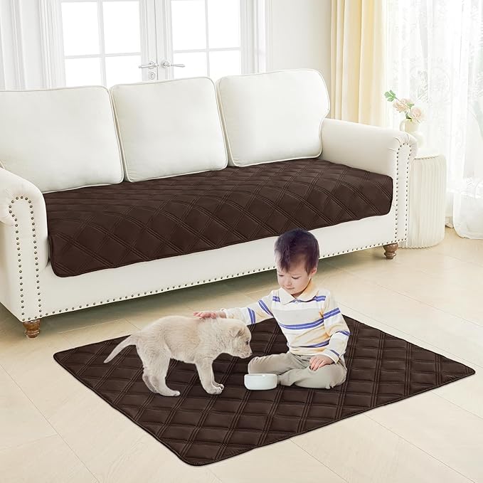 Smiry Waterproof Dog Bed Cover Blanket 40x80, Soft Reversible Pet Blanket, Washable Leakproof Cats Dogs Couch Cover for Sofa, Couch, Furniture, Lattice, Chocolate/Chocolate