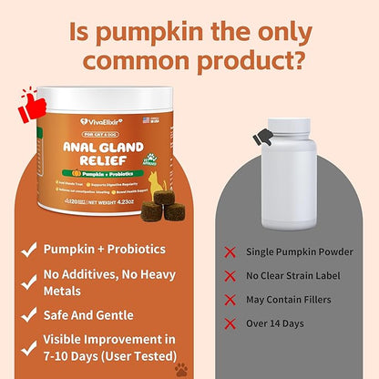 Constipated Cat - Pumpkin + Probiotic Soft Chews - Promotes Digestive Health, Regular Bowel Movements, and Intestinal Balance | Veterinarian-Approved, 120 Chewable Tablets