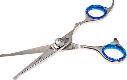 Laazar Pro dog grooming scissors, Straight Pet grooming shears, with Safety Round Tip, Ball Point for easy and safe use. | Premium Sharp Long Lasting Professional Hair Trimming Scissors (5.5 Inches)