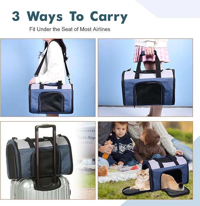 JESPET Soft-Sided Kennel Pet Carrier for Small Dogs, Cats, Puppy, Airline Approved Cat Carriers Dog Carrier Collapsible, Travel Handbag & Car Seat