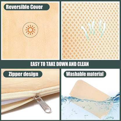 Sunhoo 2PCS Cat Window Hammock Perch Cordless Window Sill Seat Bed Foldable Kitty Lounger Indoor Cats Shelf Stable Upgraded Suction Cup Easy Assembly 20.5 * 11.8in Hold Up to 55lbs (Beige, M)