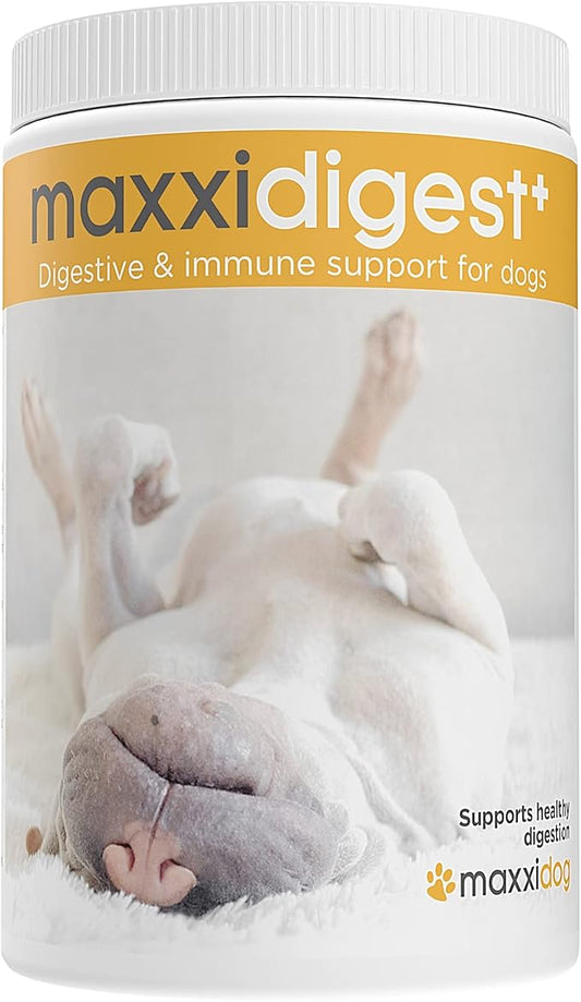 maxxipaws maxxidigest+ Prebiotic & Probiotic for Dogs 13.2oz | Dog Probiotic Powder with Advanced Digestive Enzymes for Gut Health & Immunity | Supports Digestion, Food Sensitivities & Itchy Skin