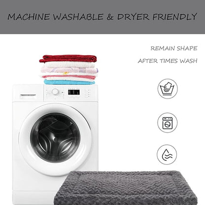 Washable Dog Bed Mat Reversible Dog Crate Pad Soft Fluffy Pet Kennel Beds Dog Sleeping Mattress for Large Jumbo Medium Small Dogs, 47 x 29 Inch, Grey