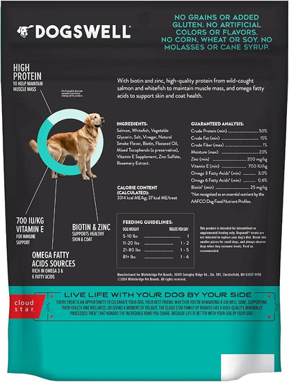 Dogswell Skin & Coat Jerky Dog Treats, Salmon, 10 oz. Bag