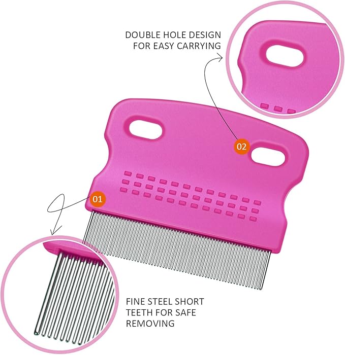 6 Pieces Pet Lice Combs Dog Grooming Flea Cat Tear Stain Comb for Removal Dandruff, Hair Stain, Nit(White, Yellow, Green, Purple, Orange, Dark Blue)