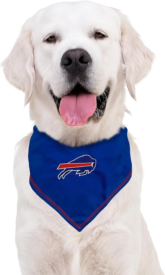 Pets First NFL Buffalo Bills TIE Bandana, Large/X-Large. Dog Bandana Scarf Bib for Pet Cat Dog. The Ultimate Game-Day, Party Bandana (BUF-3550-L-XL)