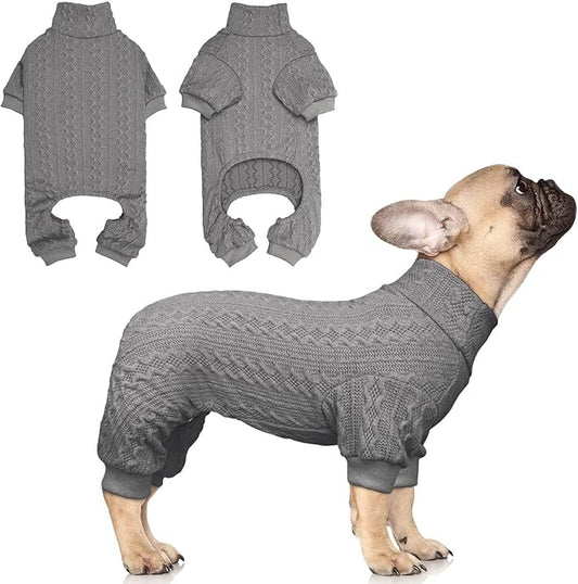Dog Sweater Turtleneck Knitted Pet Clothes Solid Color Puppy Sweater Warm Dog Sweaters for Small Dogs(Grey&XS)