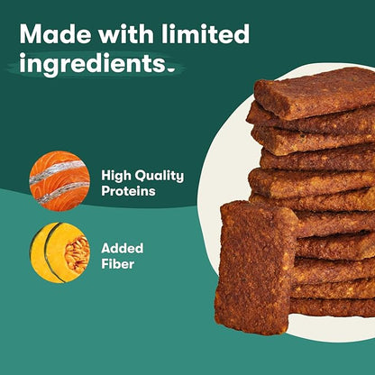 Jinx Tenders Salmon Jerky Dog Treats, All-Natural Ingredients, Soft and Chewy, Low-Calorie, Slow-Smoked Salmon & Pumpkin, No Fillers, 5oz (Pack of 2)