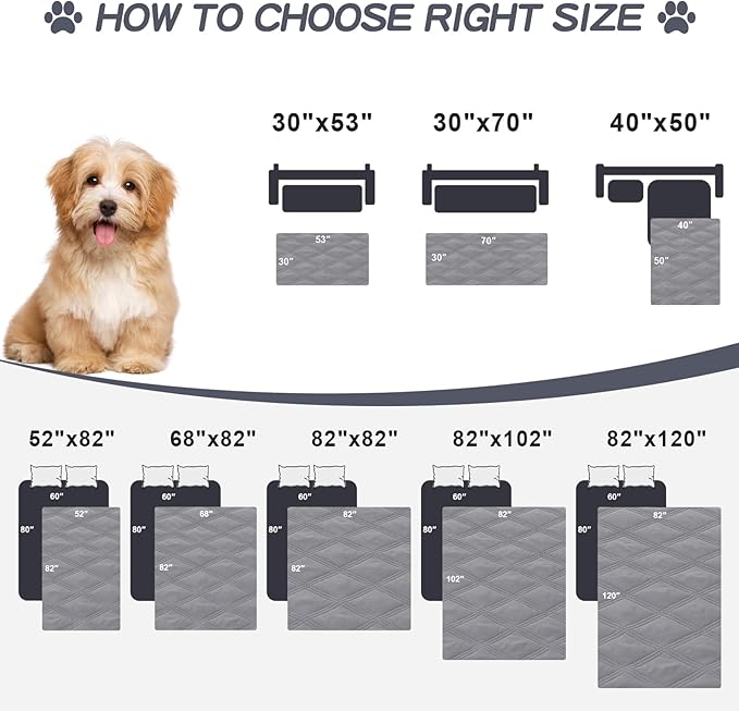 Smiry Waterproof Dog Bed Cover Blanket 52x82, Soft Reversible Pet Blanket, Washable Leakproof Cats Dogs Couch Cover for Sofa, Couch, Furniture, Lattice, Grey/Dark Grey