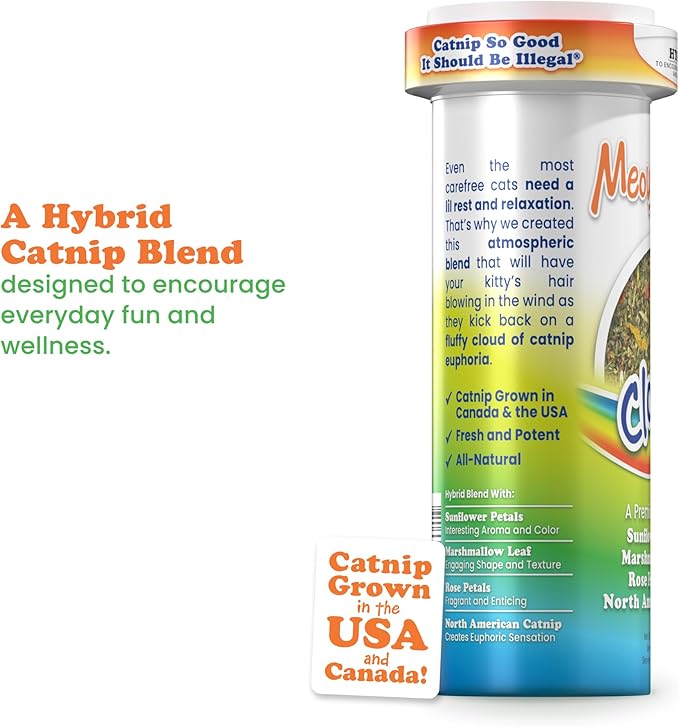 Meowijuana Rainbow Bundle | Get Kickin' Refillable Rainbow Toy and Cloud 9 Catnip Blend | Promotes Play and Cat Health | Includes North American Organic Catnip