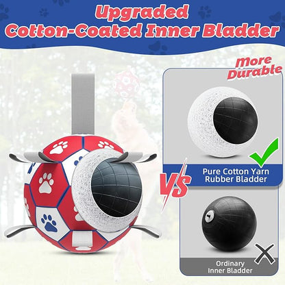 Diman Premium Dog Toys Ball, Interactive Dog Toys for Tug of War, Dog Soccer Ball with 9 Nylon Straps for Indoor Outdoor, Dog Toy for Medium Dogs & Large Gift for Birthday (7 inch)