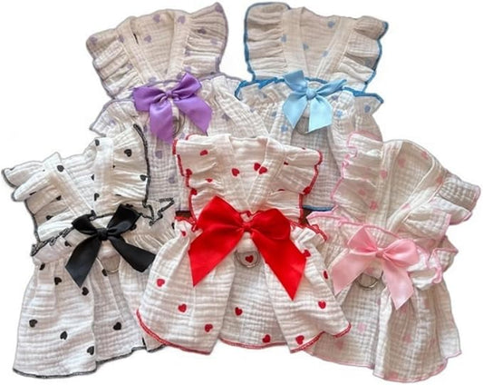 TAPBULL Dog Dresses, Fashionable Pet Dog Clothes with Heart Design, Cute Cat Birthday Dress Outfit (Pink/Red/Blue/Purple/Black 5-Pack), X-Large