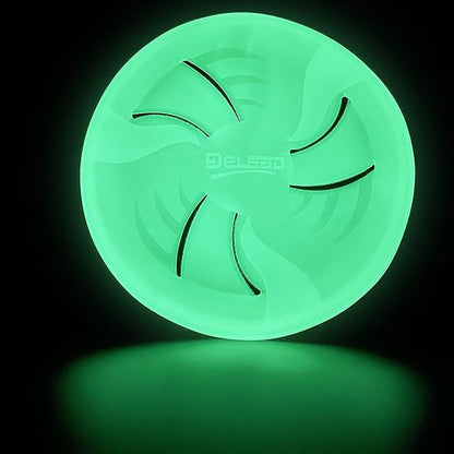 Glow-in-The-Dark Flying Discs, Interactive Dog Flyer Toys, Soft Lightweight Dog Catch and Fetch Toys, Floats in Water & Safe on Teeth, 9 inch (Large, Glow)