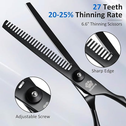 Dog Grooming Scissors Kit with Safety Round Tips, GLADOG Professional 6 in 1 Grooming Scissors for Dogs, Sharp and Heavy-duty Dog Grooming Shears for Dogs Cats