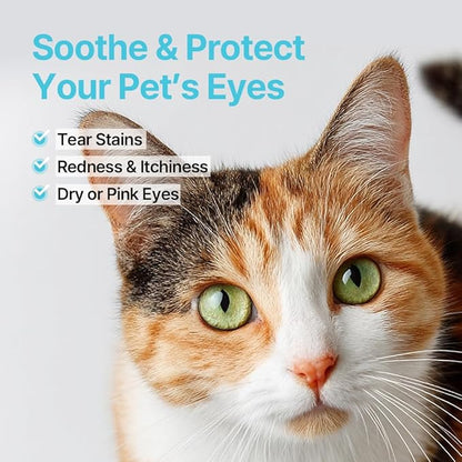Breezytail PetO’Cera Q-Eye, Lubricating Eye Drops, Daily Moisture for Dry Eyes, Gently Flushes Irritants & Tear Stains, Vet-Approved for Dogs & Cats, 1ml*30ea