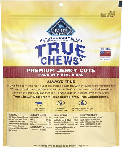 Blue Buffalo True Chews Premium Jerky Cuts Dog Treats, Made in The USA with Natural Ingredients, Beef, 30-oz. Bag