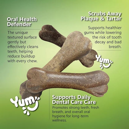 Bonies Breath and Dental Formula Treats for Dogs, All-Natural Ingredients, Fresh Breath, Cleans Teeth, Low Calories, Chicken Flavor - Medium, 8 Bones, 11.45-oz