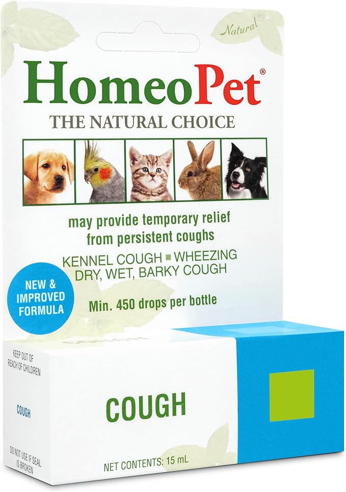 HomeoPet Cough, Safe and Natural Cough Supplement for Dogs, Cats, and Small Pets, 15 Milliliters