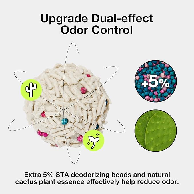 Vetreska Tofu Cat Litter - Strong Clumping, Dust Free, Low Tracking, Flushable, Water Absorbent - Cactus (5.5lb x 1bag)