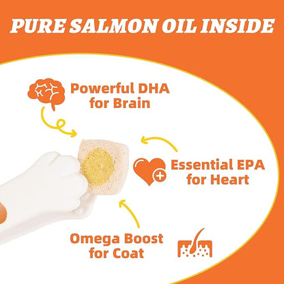 Wellix Salmon Oil Freeze Dried Treats for Cats&Dogs - Skin&Coat Chews with Taurine,Omega 3 for Cat - Crunchy Healthy Snacks for Indoor Training - Chicken&Fish Oil Flavor 3.53oz