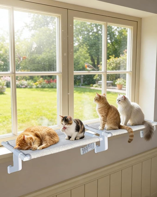 Heavy-Duty Cat Window Perch 2-Pack – All-Metal Frame Supports up to 120 lbs Each – Durable, Easy-to-Assemble Cat Hammocks for Large & Multiple Cats (L 2PC)