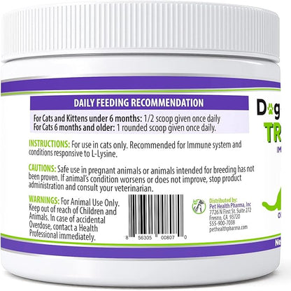 Trulysine Plus L-Lysine for Cats Immune Support Oral Powder 8oz/226g - Cats & Kittens of All Age, Sneezing, Runny Nose Squinting, Watery Eyes-Fish & Poultry Flavor (U.S.A)(225 Grams (900mg / Scoop))