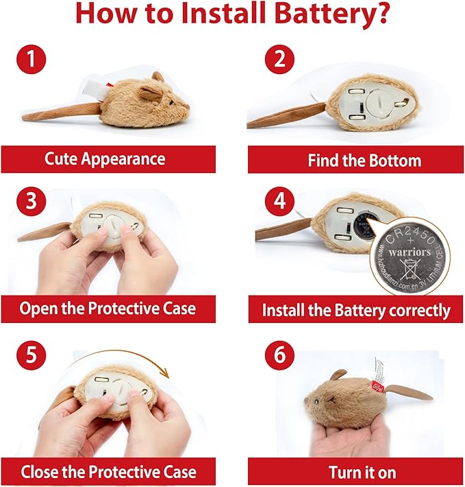 Gigwi Interactive Cat Toys Pack, Automatic Moving Mouse Electronic Cat Toys for Indoor Cats, Mouse Hunt Cat Toy for Kitten, 2 Pack (Brown & Orange Colors)