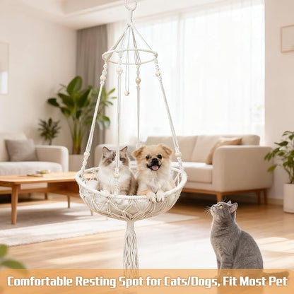 Cat Hammock Cat Window Perch, Bohemian-Style Hanging Basket Swing, Soft Pet Bed Cushion, Comfortable Window Kitty Bed, Perfect for Cats to Sunbathe, Take Naps, and Gaze Into the Distance 30*90CM