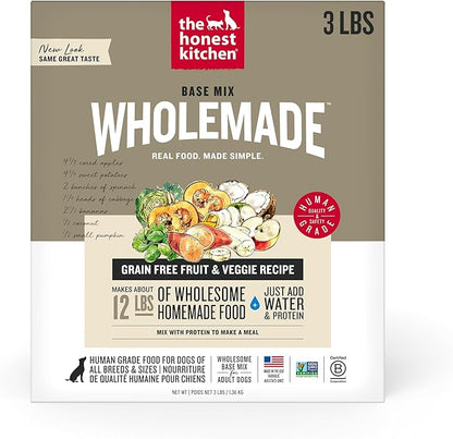 The Honest Kitchen Human Grade Wholemade™ Dehydrated Grain Free Fruit & Veggie Base Mix Dog Food (Just Add Protein), 3 lb Box