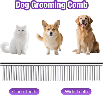 Professional Dog Grooming Scissors with Safety Round Tips, 3 in 1 Dog Grooming Scissors Kit, 4CR Stainless Steel Pet Grooming Shears, Sharp and Sturdy, Purple