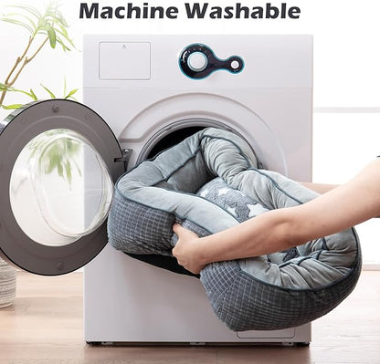 SIWA MARY Dog Beds for Small Dogs & Cats, Washable Dog Sofa Bed with Wide Sides, Pentagram Pattern Design, Pet Cuddler Bed, Warming Soft Calming Puppy Bed for Sleeping, Non-Slip Bottom