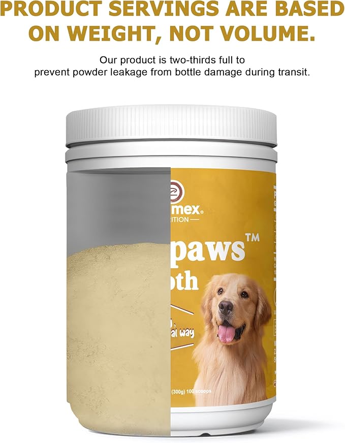 Zammex Grass-Fed Beef Bone Broth Protein Powder for Dogs & Cats - Joint & Bone Support, Healthy Fur Enhancer, Pet Food Topper for Dry & Wet, 10.58oz