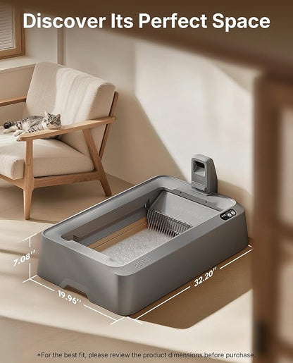 PETKIT Open-Top & AI Camera Self Cleaning Cat Litter Box, Urinary Health Monitor Automatic Cat Litter Box, Smart Robot with 2-Way Raking/5G WiFi/Safety Sensors/Odor Control for Multiple Cats (Grey)