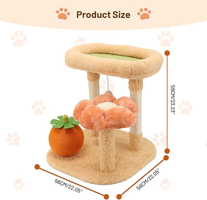 Kitten Sugarl Cat Scratching Post Sisal Scratch Post for Indoor Cat with Hanging Ball,Solid Wooden 2 Level Track,Interactive Cat Toy