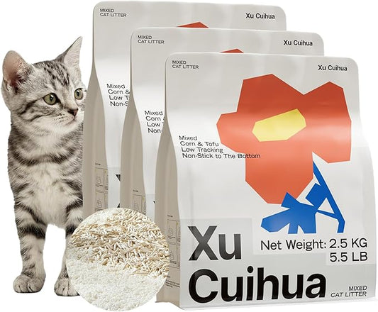 Tofu Mix Cat Litter, Plant-Based, Strong Clumping Litter, Odor Control, Easy Scooping, Clumps Lift Cleanly, Low Dust, Corn & Cassava Litter, 5.5 LB x 3 Bags
