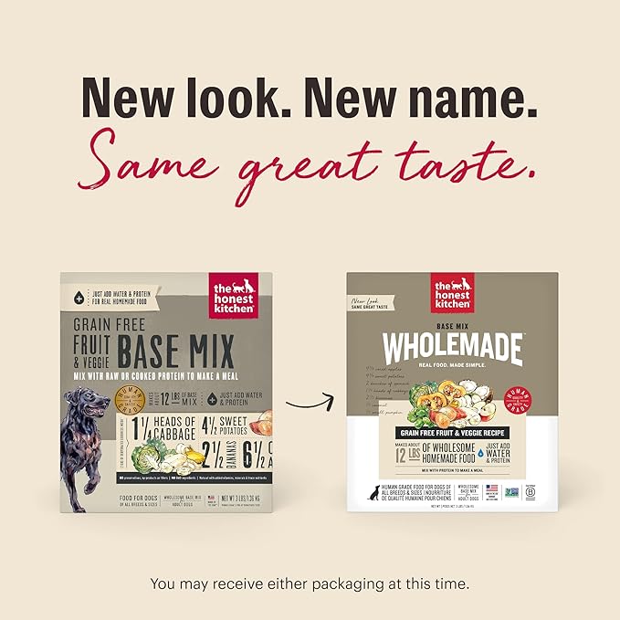 The Honest Kitchen Human Grade Wholemade™ Dehydrated Grain Free Fruit & Veggie Base Mix Dog Food (Just Add Protein), 7 lb Box