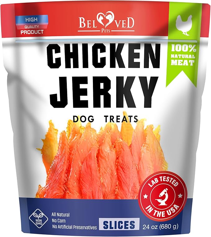 Beloved Pets Dog Treats Chicken Jerky 1.5 lb – Dog Food & High Protein Chews for Large, Medium & Small Breeds – Natural Healthy Training Snacks Strips – Human Grade Bulk Soft Pack – Made for USA