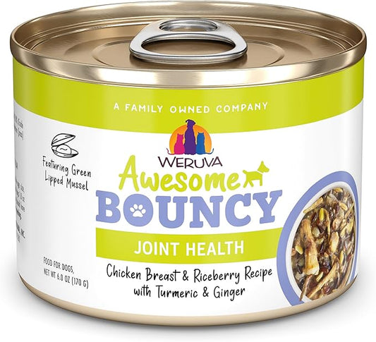 Weruva Awesome Bouncy Wet Dog Food, Chicken & Brown Rice, 6oz Can (Pack of 8)