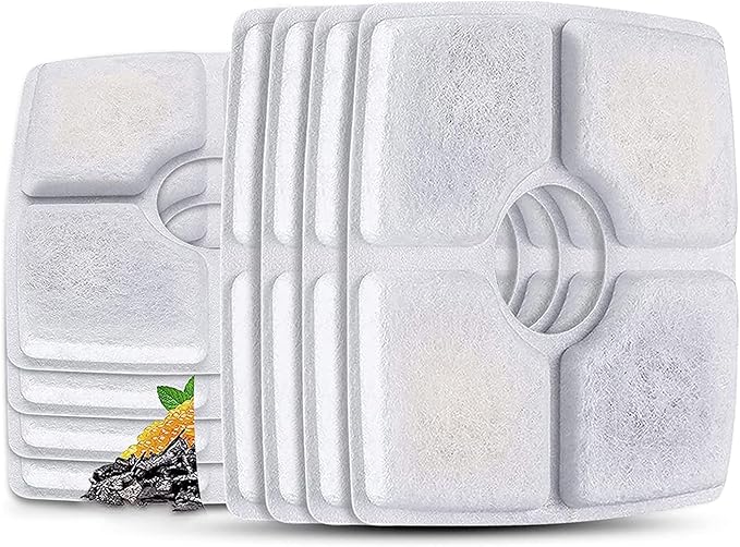 Cat Water Fountain Filters,8 Pack Replacement Filter Fit for Top Square 84oz/2.5L Cat Pet Fountain, 3 Filtration System