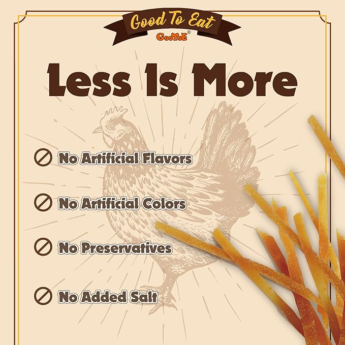 Gootoe Soft Dog Treats, Chicken Jerky - Dog Training Treats; High-Protein, Gluten-Free, Soft Jerky for Dogs, Hypoallergenic, Grain-Free, Chicken Breast Strips, 1 lb