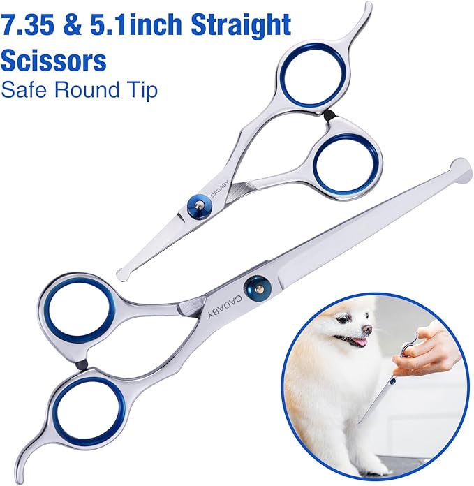 Dog Grooming Scissors Kit with Safety Round Tips,6 in 1 Professional Dog Scissors for Grooming, 4CR Stainless Steel Pet Grooming Shears