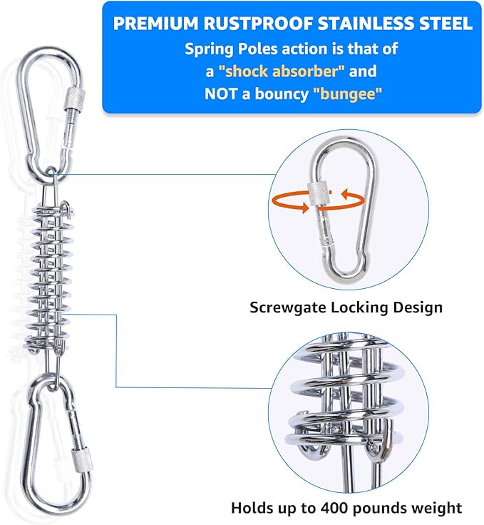 LOOBANI Spring Pole Toy for Pitbull: Bungee Tug of War Toys for Small Large Aggressive Chewers Dogs to Exercise & Muscle Building & Bite Training,Outdoor Heavy Duty Bungee Solo Tree Tugger Hanging Toy