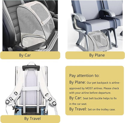 Expandable Cat Backpack Carrier with Breathable Mesh and Removable Pad, Pet Travel Carrier for Cats and Small Dogs up to 20 Lbs, Great for Hiking Camping Outdoor(Beige)