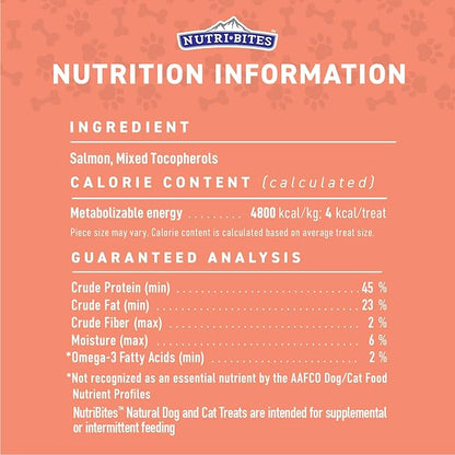 Nutri Bites Freeze Dried Salmon Dog & Cat Treats | Healthy Pet Training Treats or Food Topper | All Natural, 1 Single Animal Protein, High Protein | Premium Bulk Value Pack, 14 oz