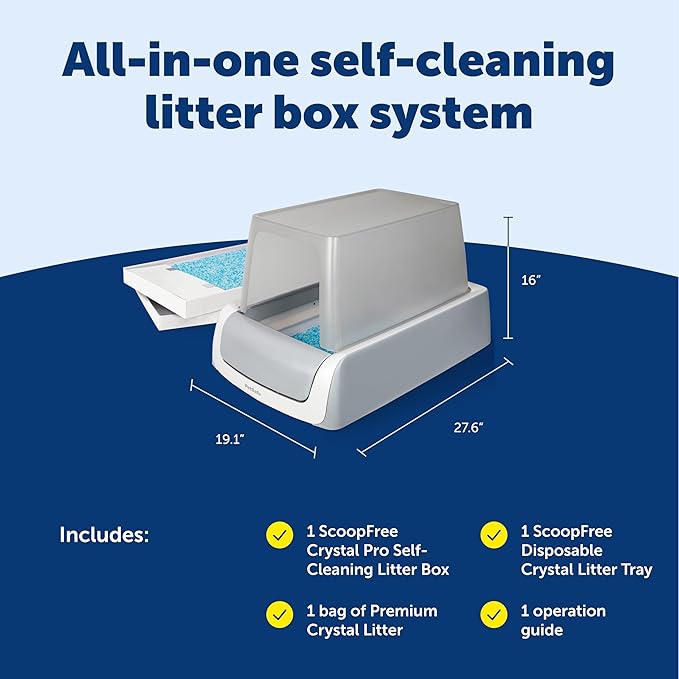 PetSafe ScoopFree Crystal Pro Legacy Self-Cleaning Automatic Litter Box - Top-Entry Motion-Sensing Cat Box with Integrated Health Counter - Includes 1 Disposable Crystal Litter Tray