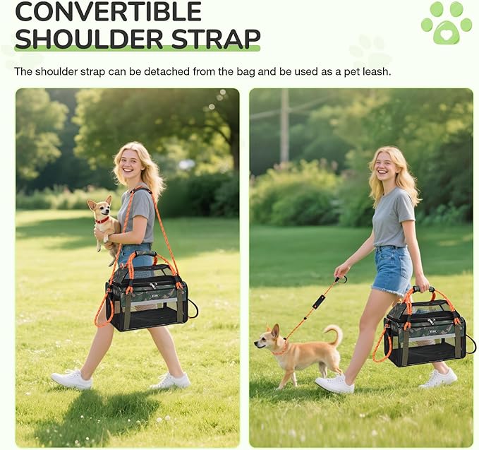 Lekereise Top Expandable Dog Carrier TSA Airline Approved Soft Sided Pet Underseat Up to 12lbs Travel Carriers for Small Cats and Dogs with Convertable Dog Leash and Anti-Scratch Mesh