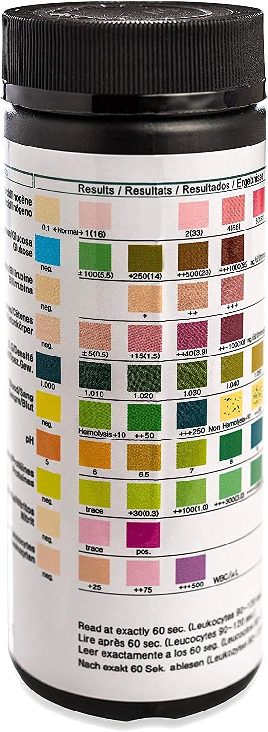 One Step Pet Urine Testing Strips, 100 x Urinalysis Parameter Tests for Dogs, Cats & Animals, Pet Test Glucose Strips, Accurate Testing for Vets, Detects UTI, Bladder, Kidney, Liver, SG, pH