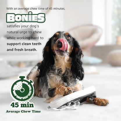 Bonies Breath and Dental Formula Treats for Dogs, All-Natural Ingredients, Fresh Breath, Cleans Teeth, Low Calories, Chicken Flavor - Medium, 8 Bones, 11.45-oz