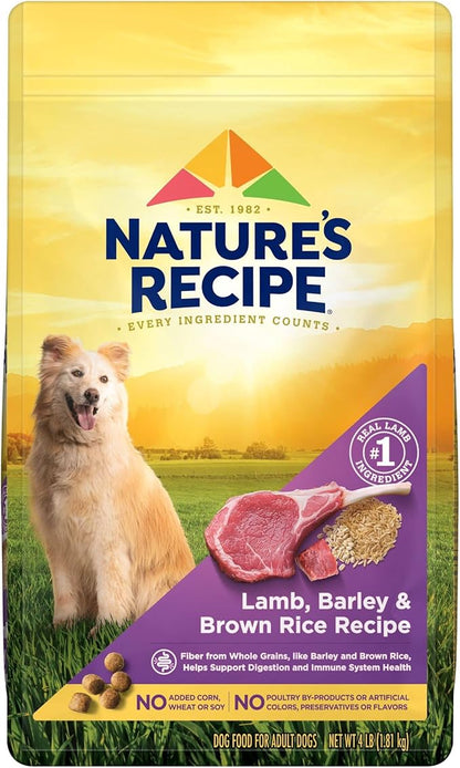 Nature′s Recipe Lamb, Barley & Brown Rice Recipe Dry Dog Food, 4 lb. Bag