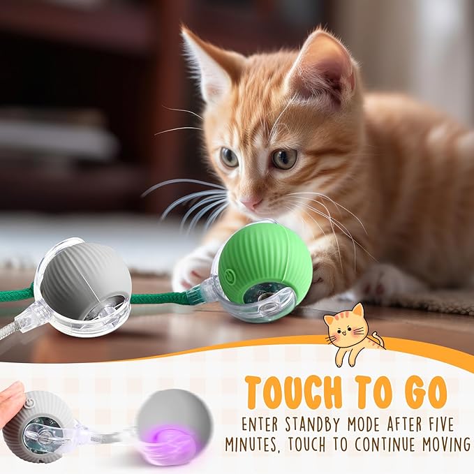 6 Pack Interactive Cat Ball Toy 360° Automatic New Interactive Rolling Ball Rechargeable for Christmas Indoor Cat Dog Gifts Exercise Electric Self Rolling Toy Large and Small Puppy Kitten
